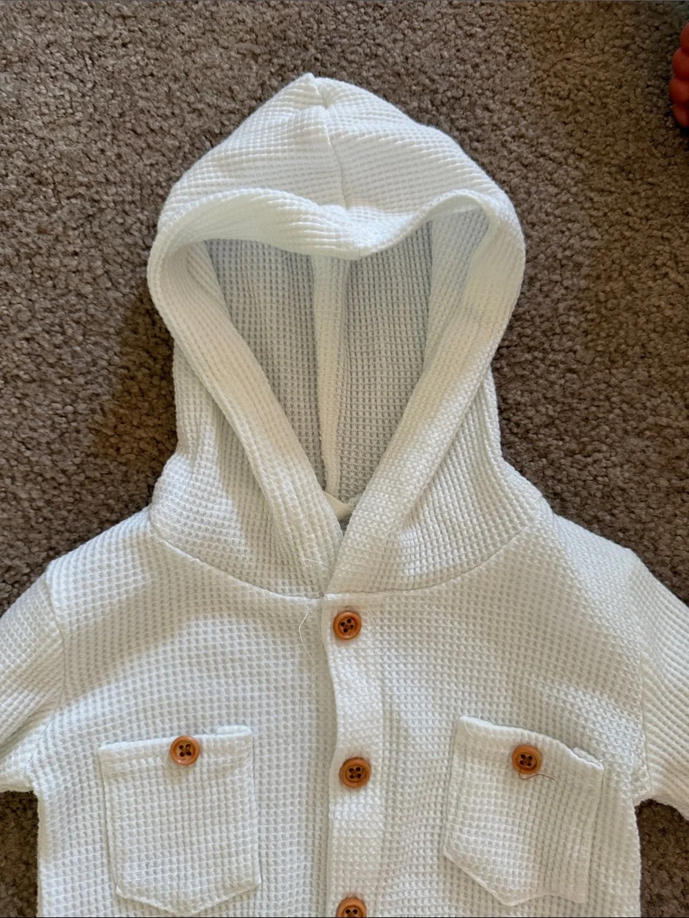 Kids Hooded Waffle Knit Onesie & Joggers Set - Cream - unknown size! I think 3-6